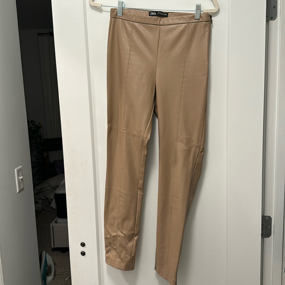 Zara faux leather fitted pants